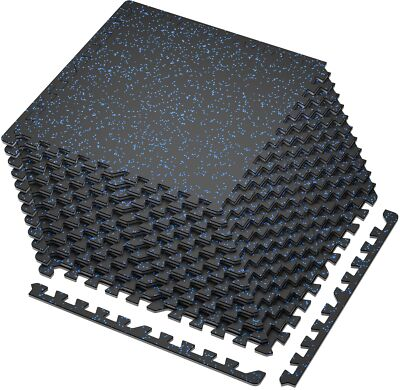 #ad SUPERJARE 0.4#x27;#x27; Thick 12 Pcs 48 Sq Ft Rubber Top Exercise Equipment Mats High $74.95