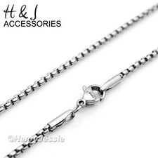 16"-36"MEN Stainless Steel 1.5mm Silver Smooth Classic Box Link Chain Necklace