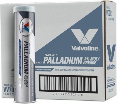 (10) Valvoline Palladium #2 3% Moly, Heavy Duty (HD) Grease 14.1 OZ Cartridge