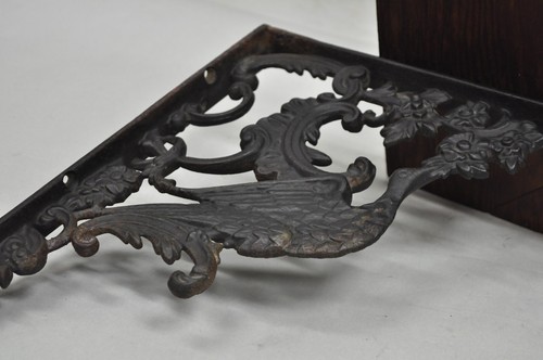 Antique Art Nouveau Cast Iron Figural Phoenix Bird Wall Shelf Brackets - a Pair - Picture 11 of 12