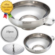 Canning Funnel Food Grade Stainless Steel Canning Funnels with Strainer Wide