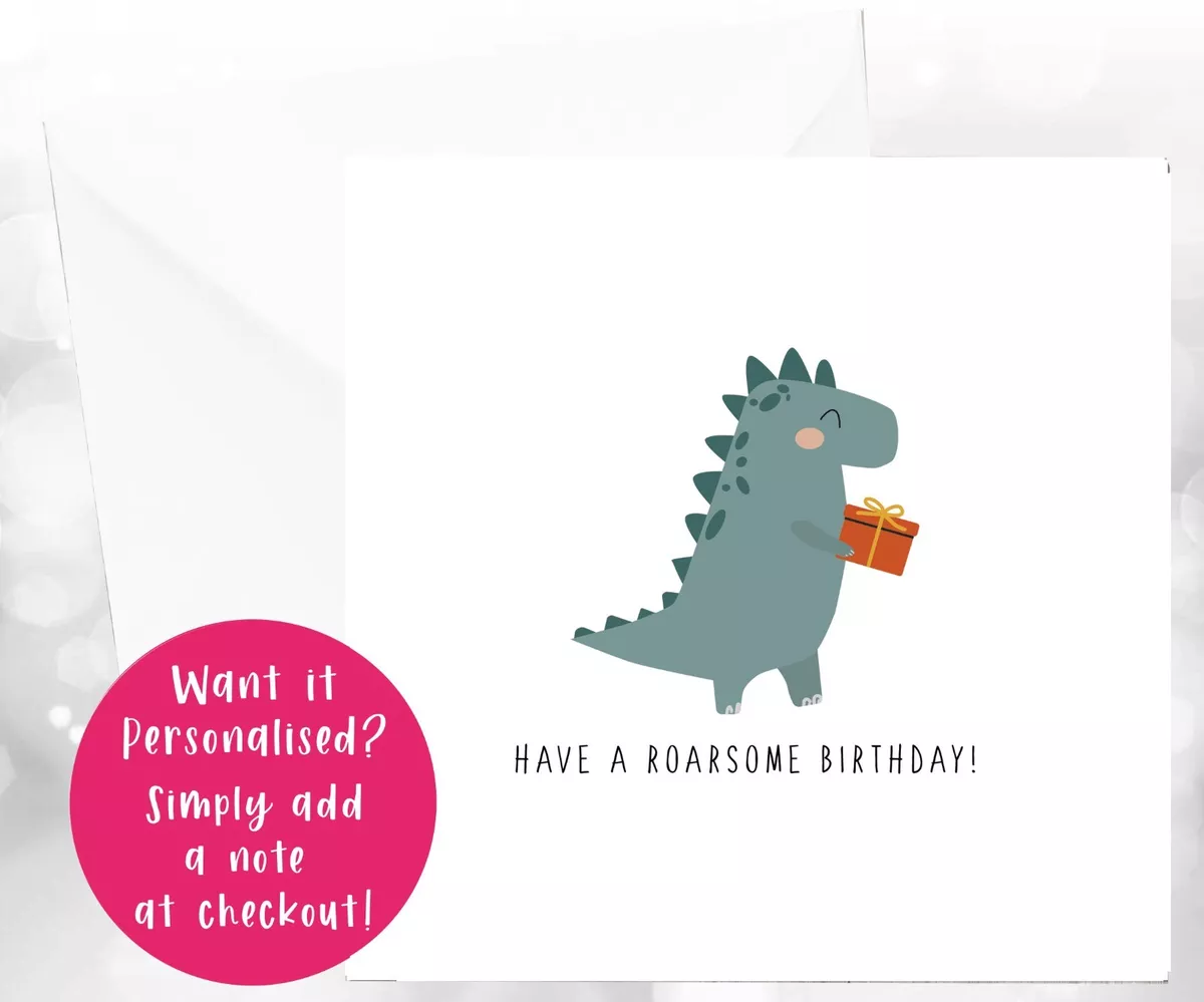 Happy Birthday Roarsome, Dinosaur Card, Dino, Birthday Boy, Birthday Girl,  Child