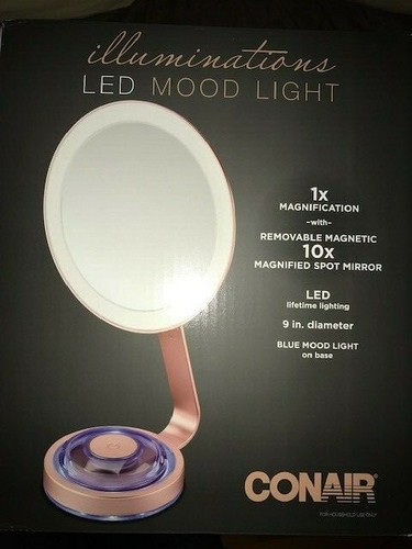 Conair Single-sided Lighted Makeup Mirror +Led Lights 1x Magnification Rose Gold - Picture 2 of 12