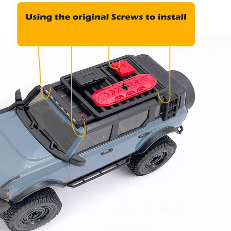 RC Car Metal Roof Luggage Rack with LED Light For SCX24 BRONCO RC