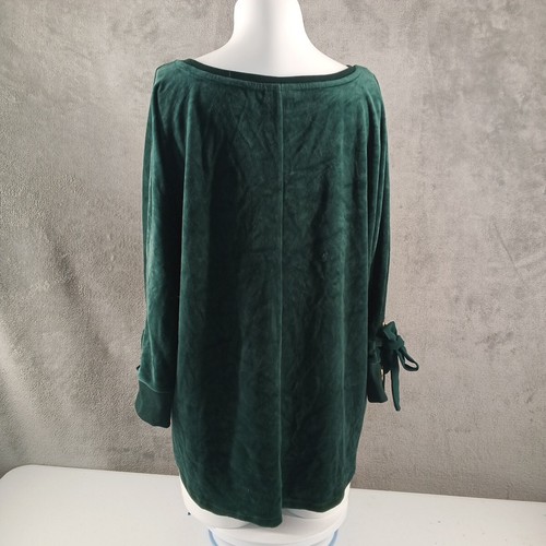NWT CHARTER CLUB Velvet Deep Teal Top XL(16-18) Bow Tie Sleeve Pullover - Picture 9 of 14