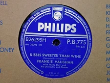 FRANKIE VAUGHAN - Kisses Sweeter Than Wine / Rock-A-Chicka 78 rpm disc (A+)