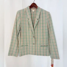 NWT DEADSTOCK! VINTAGE 70s CENTER STAGE boxy plaid BLAZER 14