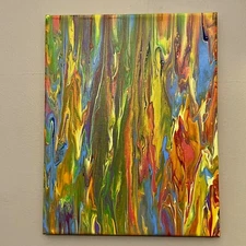 Art Hand Paint Pouring Acrylic Abstract  ￼”God’s Brilliance” 11 X 14 New