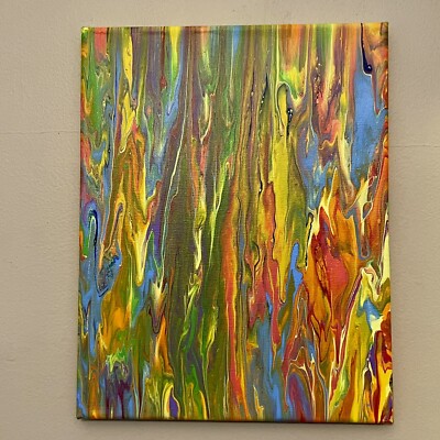 Art Hand Paint Pouring Acrylic Abstract  ￼ God s Brilliance  11 X 14 New
