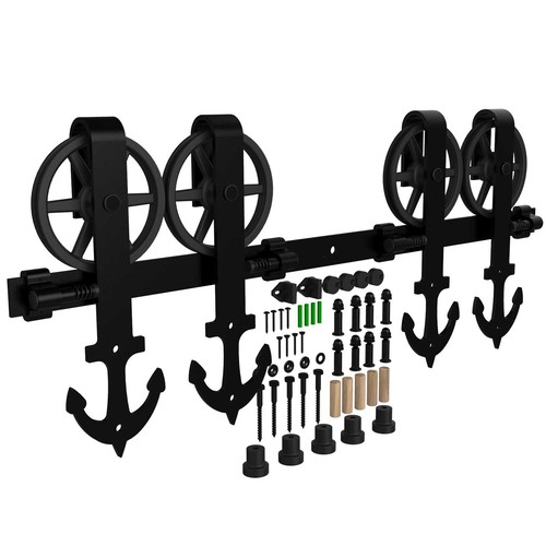 CCJH 1-4M Puerta Corredera Granero Hardware Sistema de Rieles para Usar Puerta de Madera - Imagen 4 de 27