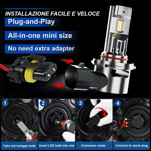 LAMPADA MOTO LED HB3 9005 12/24V 1:1 EASYPro PLUG & PLAY CANBUS FUZION - Picture 9 of 11