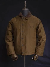 Red Tornado Men's US Navy N-1 Deck Jacket Winter Military Wool Lined Parka Coats