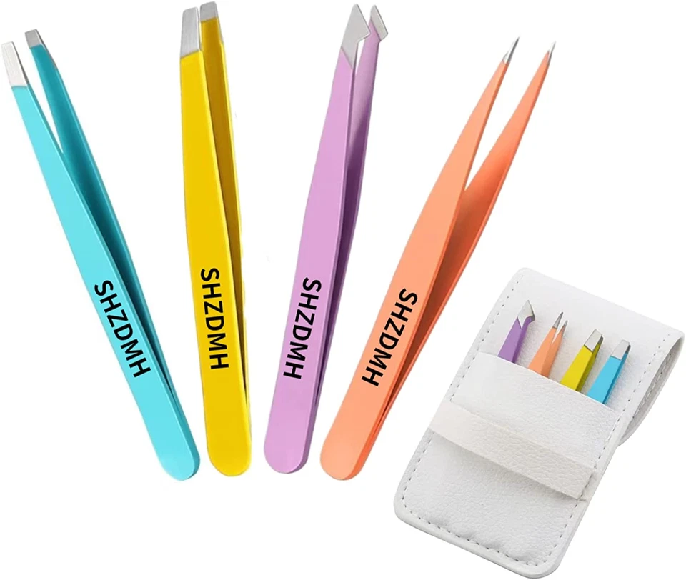 Juego de 4 pinzas profesionales de acero inoxidable kit de depiladora encarnada Foto 4 de 4