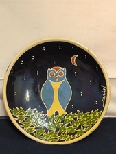 Vintage Spanischer Keramik Teller Eulen Motiv
