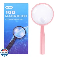 Lakei Magnifying Glass,10X 30X Handheld Reading Magnifying Glass， 75mm Shatte