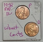 1958 P&D LINCOLN Wheat Cent Pennies 1C ~ Red BU Set (2 COINS)
