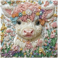 Highland Cow Diamond Art Kit 12 x 12 Inch DIY Craft