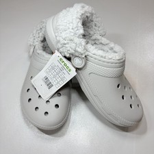 Crocs Classic Fleece Lined Clog White Unisex M4 W6 Winter Cozy Slippers NWT
