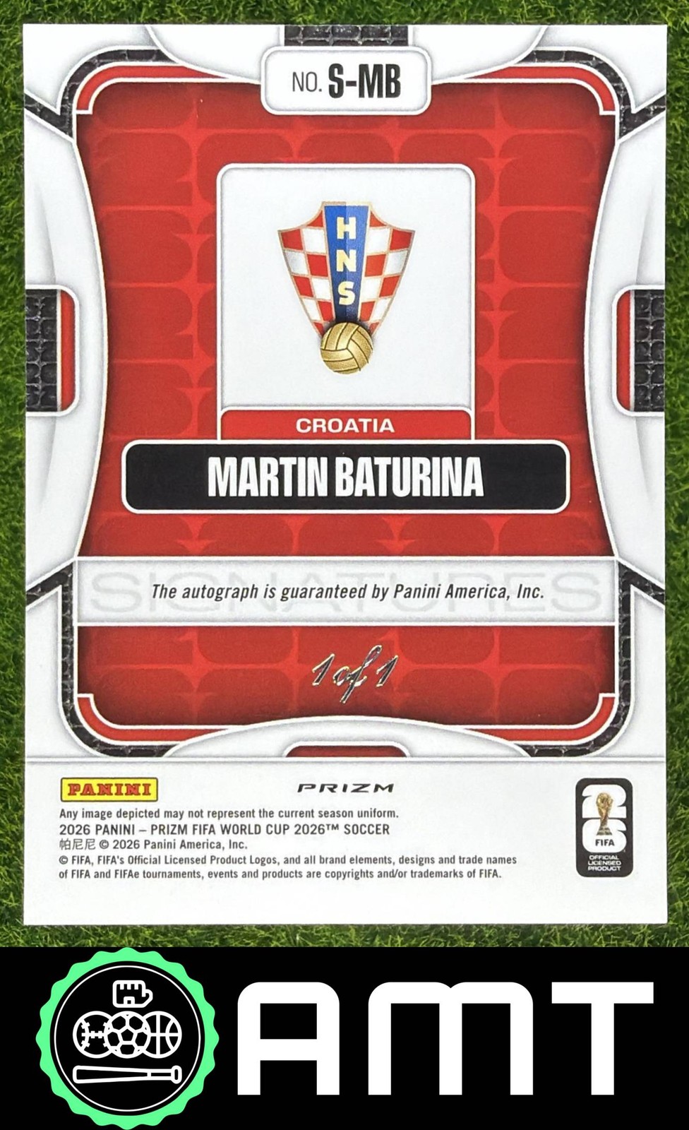Martin Baturina 2026 Panini Prizm World Cup 1/1 Auto Preferred Black Croatia view 2