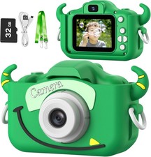 Kids Camera Toys Digital Video Camcorder soft cover green 32g sd card NEW gift