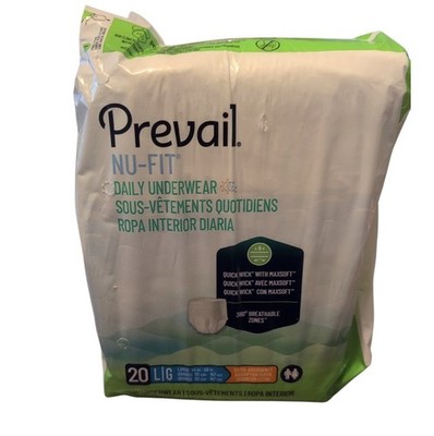 Prevail Nu-Fit Adult Underwear Large (44 58 ) 20 Count Bag Maximum Absorbency 