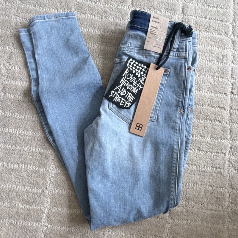 Ksubi Women’s Blue Light Wash Denim Mid Rise Skinny Ankle Crop 5-Pocket Jeans
