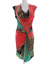 MAILLE DEMOISELLE Womens Pencil Dress 12/14 (40) Navy Blue Short Sleeve Knee