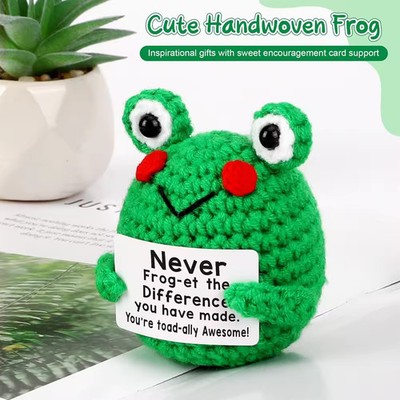 Red Face Frog Positive Energy Crochet Doll Pocket Hug Handmade Knitted Plush