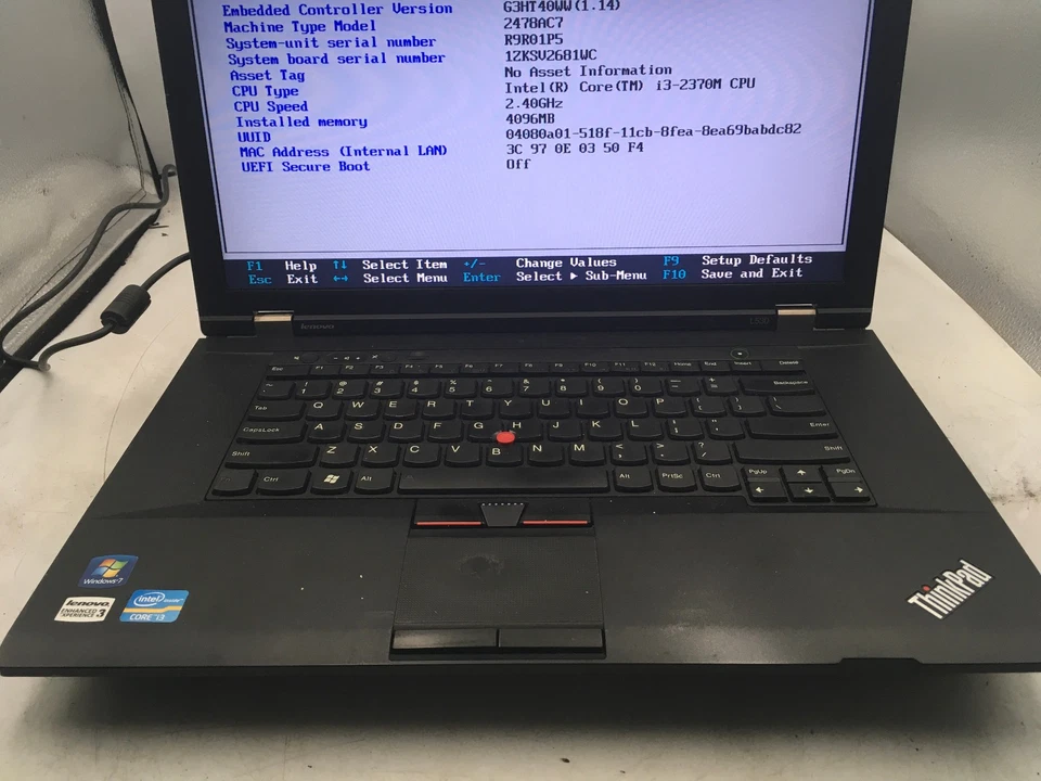 LENOVO THINKPAD L530 - BOOTS TO BIOS - INTEL I3 2370M - 4GB RAM - READ DESC- BB! - Image 3 of 4