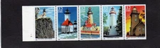 U.S. BKLT PANE OF 5 SCOTT#2973a 32ct 1995 GREAT LAKES LIGHTHOUSES MINT P#S11111