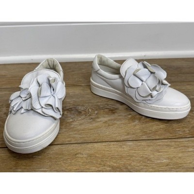 JARRETT Girls Leather White Slip On Sneakers Ruffle Flower US 11 Made Italy