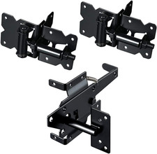 Self-Closing Vinyl Fence Gate Hinge Latch Kit - 2 Hinges 1 Latch