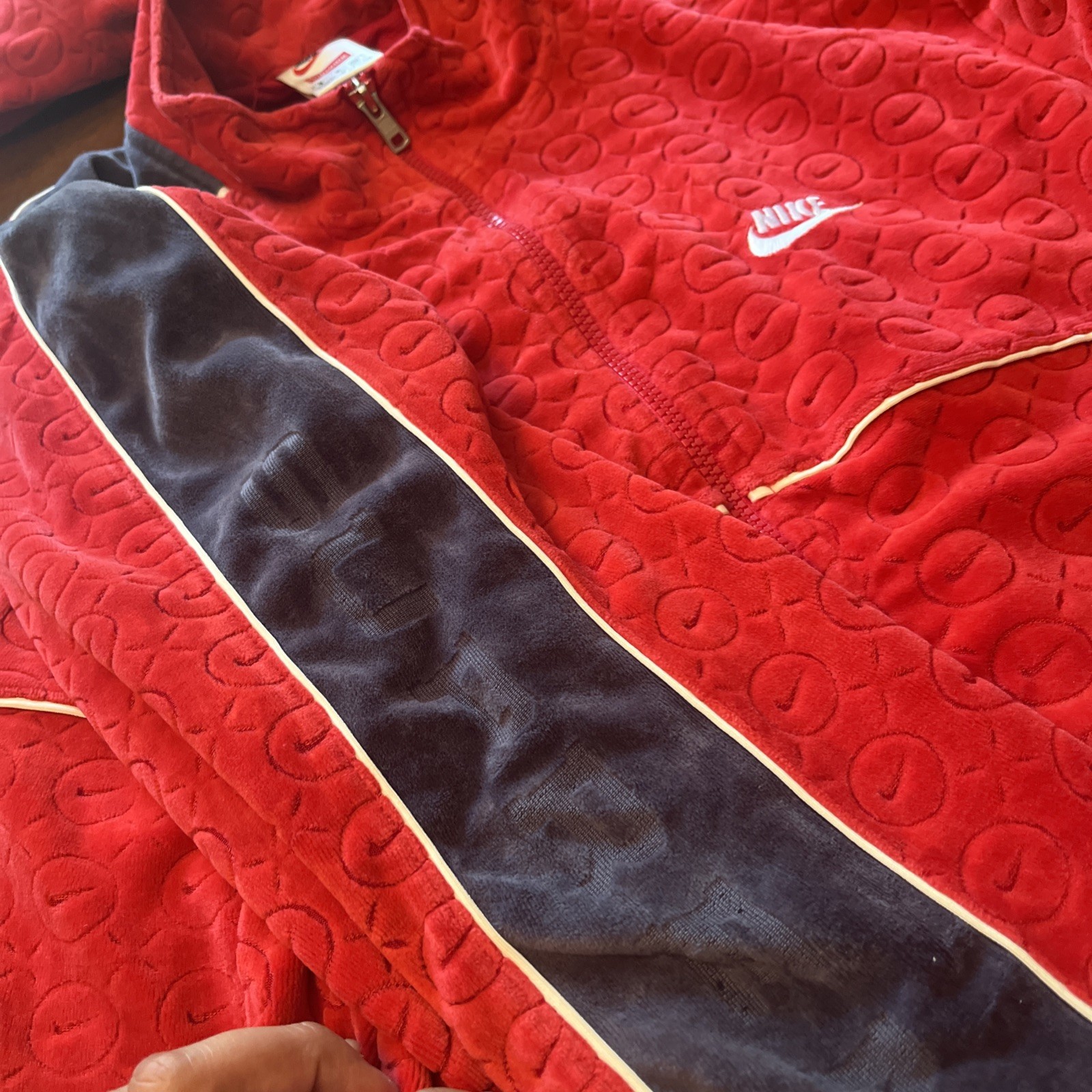 Rare nike x supreme Red Men’s Velvet Tracksuit image 4