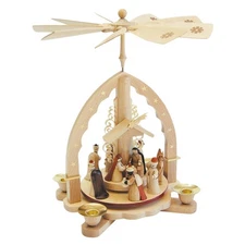 Richard Glaesser Nativity Christmas Pyramid | 11″ German Candle Carousel