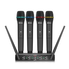 Debra Audio UHF 4 Channel Wireless Microphone System with Cordless Handheld L...