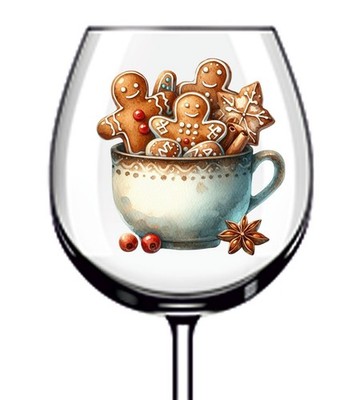 12x Weihnachten Lebkuchen Tasse Vinyl Aufkleber Abziehbild Becher Weinglas Flasche Tasse