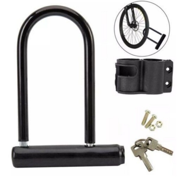 Heavy-Duty Bicycle U-lock Steel Bike Lock Anti Theft w/ 2 ke