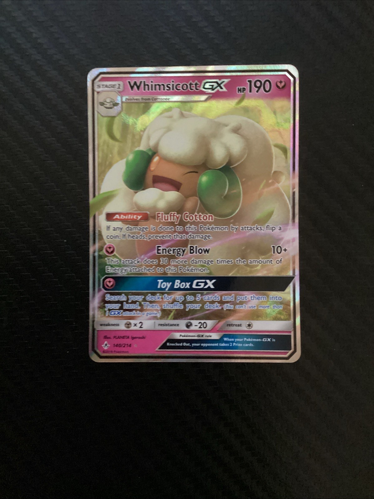 Whimsicott GX 140/214 Ultra Rare SM Unbroken Bonds Pokemon Card - NM