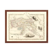 Old Map of Turkey 1851 - Vintage Turkey Art Wall Decor