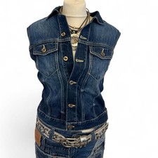 Gilet gilet Y2K Dondup made in Italy cotone blu denim taglia M codice M126E