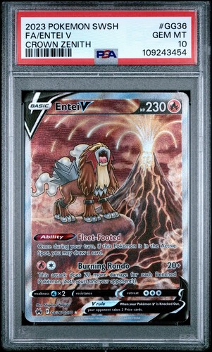 2023 POKEMON SWORD & SHIELD CROWN ZENITH #GG36 FULL ART/ENTEI V PSA 10