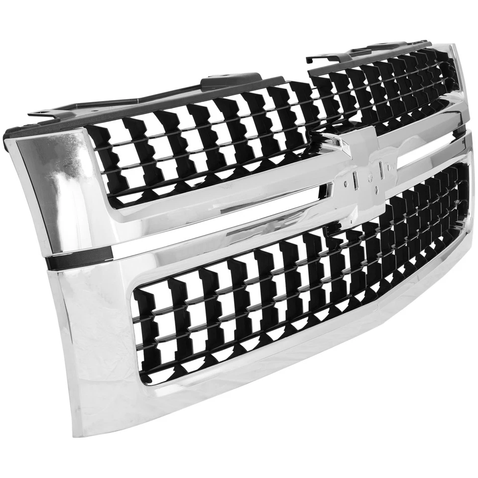Grille Assembly For 07-10 Chevrolet Silverado 2500 HD Chrome Frame Black Insert Foto 3 de 4