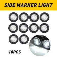 10Pcs 12V LED Car Small Side Round Lorry Light Marker Button Off-Road White Lamp