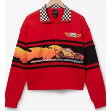 Disney Pixar Cars - L Lightning McQueen Quarter-Zip Cropped Women's Crewneck 