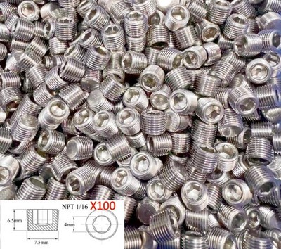 100PCS 1/16'' NPT PIPE PLUG FITTING STAINLESS STEEL304 INTERNAL HEX THREAD SOCKET