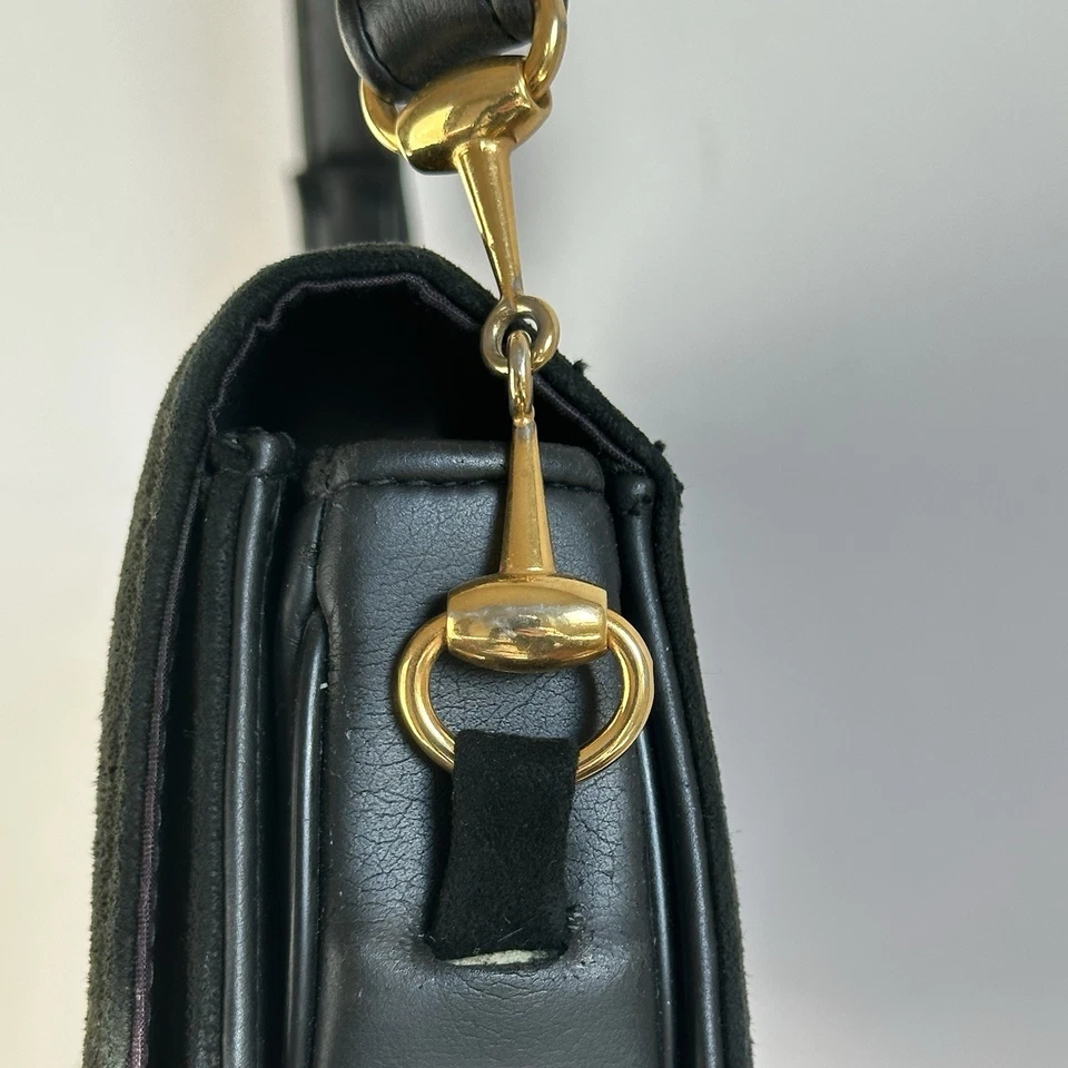 Bolso de Hombro Meyers Negro Vintage Herrajes Horsebit ¡Lindo! Foto 4 de 4