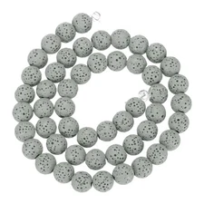Light Grey Volcanic Rock Beads 8mm Essential Oil Diffuser Stone,1 Strand 51pcs