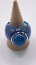 Acrylic Dome Ring for Women Blue Resin Size 9.75