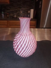 ANTIQUE BUCKEYE GLASS reverse swirl WATER BOTTLE CRANBERRY HTF