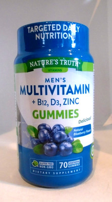 Nature's Truth Men's Multivitamin Gummies Blueberry Flavor 70 Count FREE SHIP
